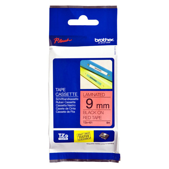 Brother Cinta Negro Sobre Rojo 9Mm X 8M Tze421