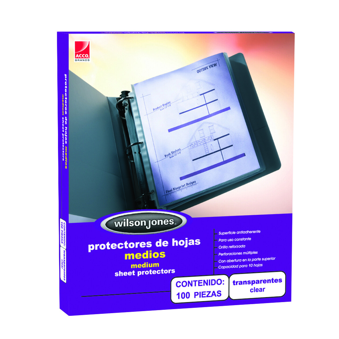 Mica Acco Protectora P0572 Carta Transparente Paq C/100 Pz Pzas