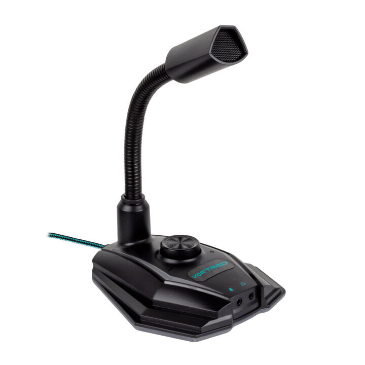 Microfono Gamer Vortred V-930419 Rgb Streaming Entrada 3.5Mm Negro
