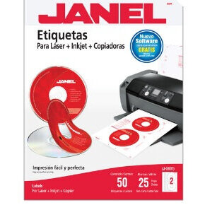 Etiqueta Blanca Janel Para Cd/Dvd 117Mm 25Hjs 50 Etiq
