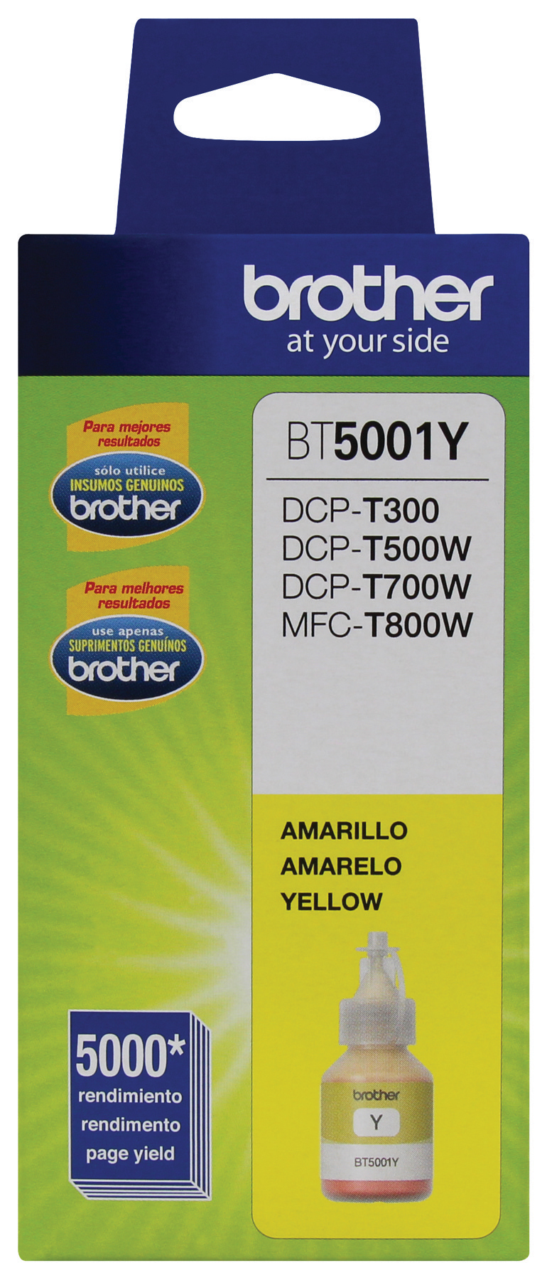 Botella De Tinta Brother Bt5001Y Amarillo 5,000 Paginas