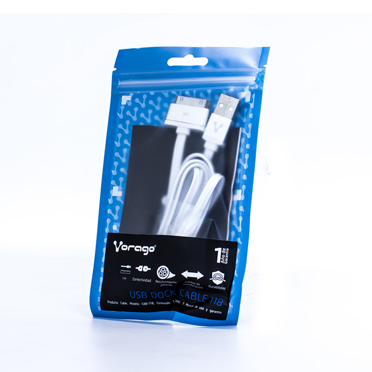 Cable Vorago Cab-118 Usb-Apple Dock 1 Metro Blanco Bolsa