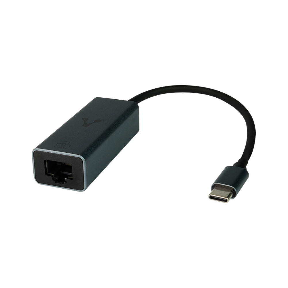 Adaptador De Red Usb Vorago Adp-210 Usb-C A Jack Rj-45 Flexible Ligero Hasta 1 Gbps Negro