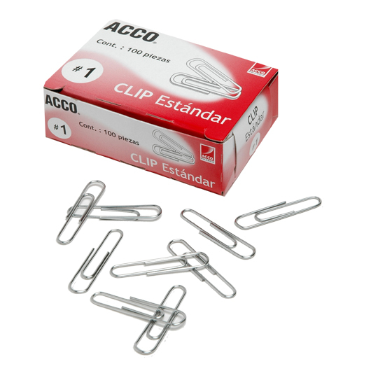 Clip Acco Estandar No.1 Inoxidable 10 Pqtes Paq C/100 Pz Clips