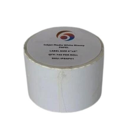 Rollo De Etiquetas Sixgraphics Papel 4" X 2" Núcleo De 1" Adhesivo Acrílico Blanco Brillante Ipbap01