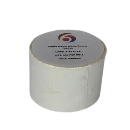 Rollo De Etiquetas Sixgraphics Papel 4" X 4" Núcleo De 1" Adhesivo Acrílico Blanco Brillante Ipbap02