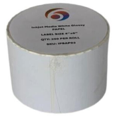 Rollo De Etiquetas Sixgraphics Papel 4" X 6" Núcleo De 1" Adhesivo Acrílico Blanco Brillante Ipbap03