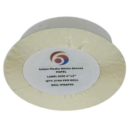Rollo De Etiquetas Sixgraphics Papel 4" X 2" Núcleo De 3" Adhesivo Acrílico Blanco Brillante Ipbap05