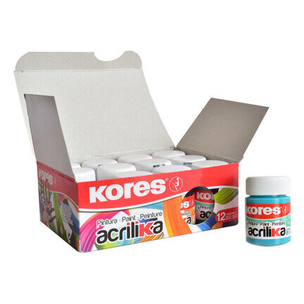 Pintura Acrílica Kores 20Ml Color Turquesa Con 12 Botes 727091