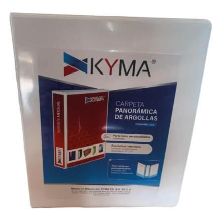 Carpeta Panorámica Kyma De Vinil Tamaño Oficio 1 1/2" Aro En "D" Blanca Cpkcbhd-150-Bcof