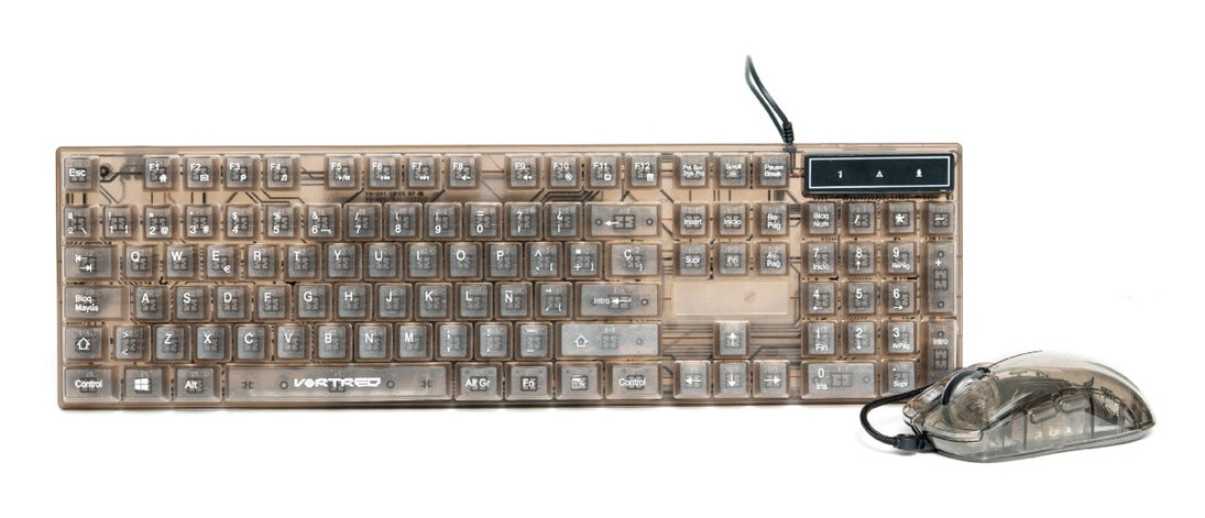 Kit Perfect Choice Gamer Transparente Teclado Y Mouse Helumo V-930723