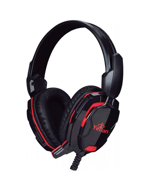 Diadema Gamer Yeyian Yh2000 Tempest3.5Mm Usb Led C/Mic Negro C/ Rojo
