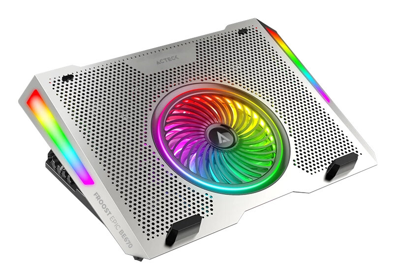 Base Enfriadora Acteck Ac-940764 Froost Epic Be670 Rgb Para Laptop 15.6" 1X Ventilador 2600Rpm Plata