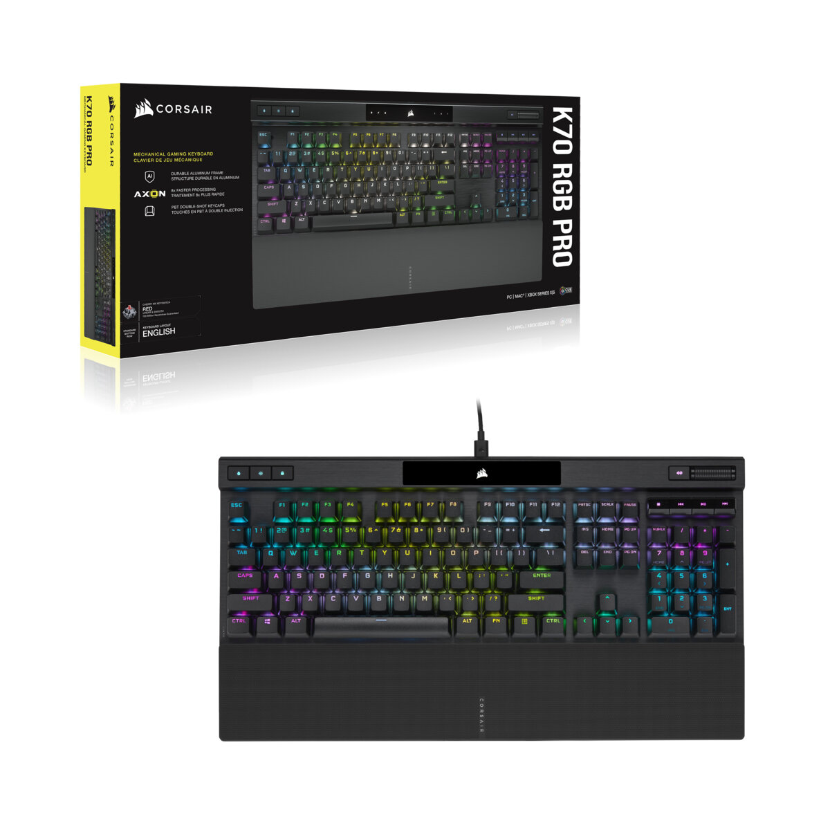 Teclado Mécanico Gamer Corsair K70 Rgb Pro Switches Mx Red Inglés Alámbrico Negro Ch-9109410-Na