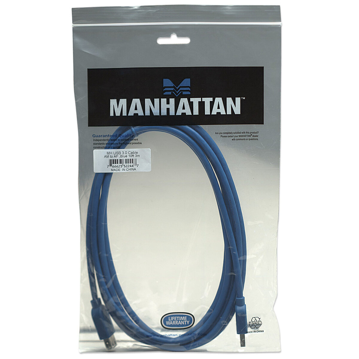 Cable Adaptador Manhattan Usb-A Macho A Usb-A Hembra 3 Metros 322447