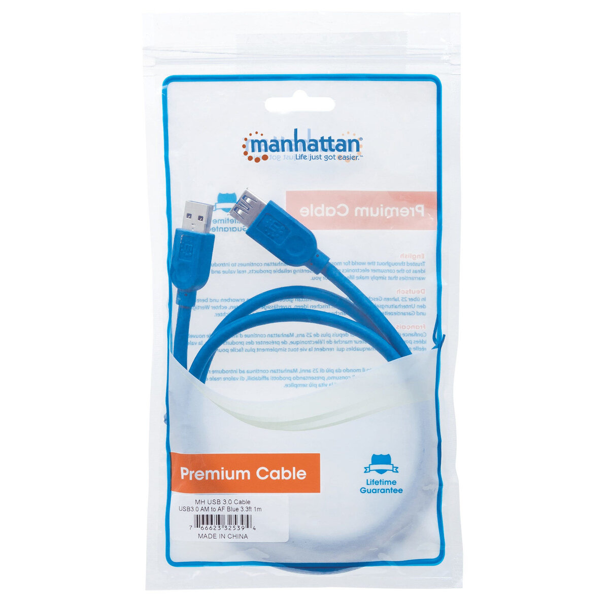 Cable Adaptador Manhattan Usb-A Macho A Usb-A Hembra 1 Metro 325394