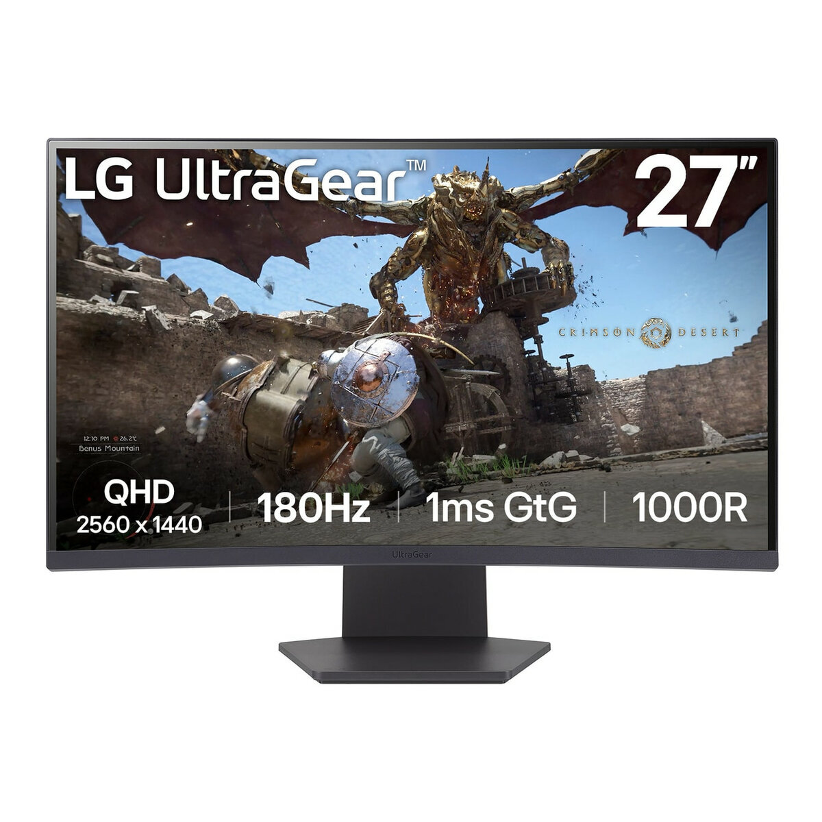 Monitor Gamer Curvo Lg 27Gs60Qc 27" Qhd 180Hz 1Ms Freesync Hdmi Dp Negro