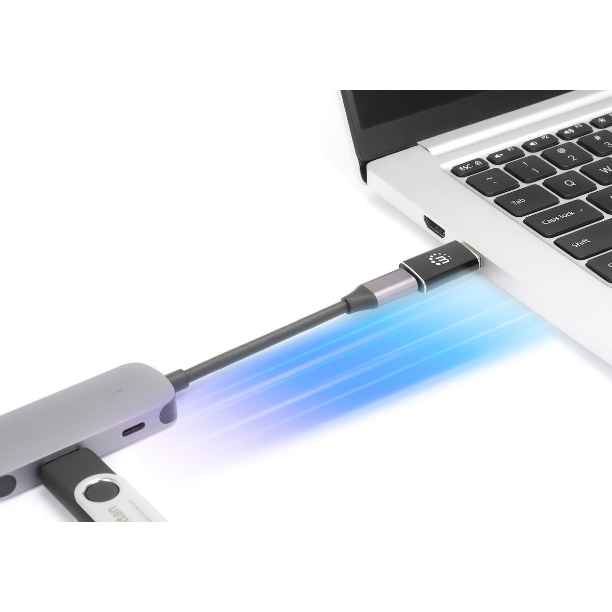 Adaptador Manhattan Usb-A Macho A Usb-C 5Gbit/S Negro 153980