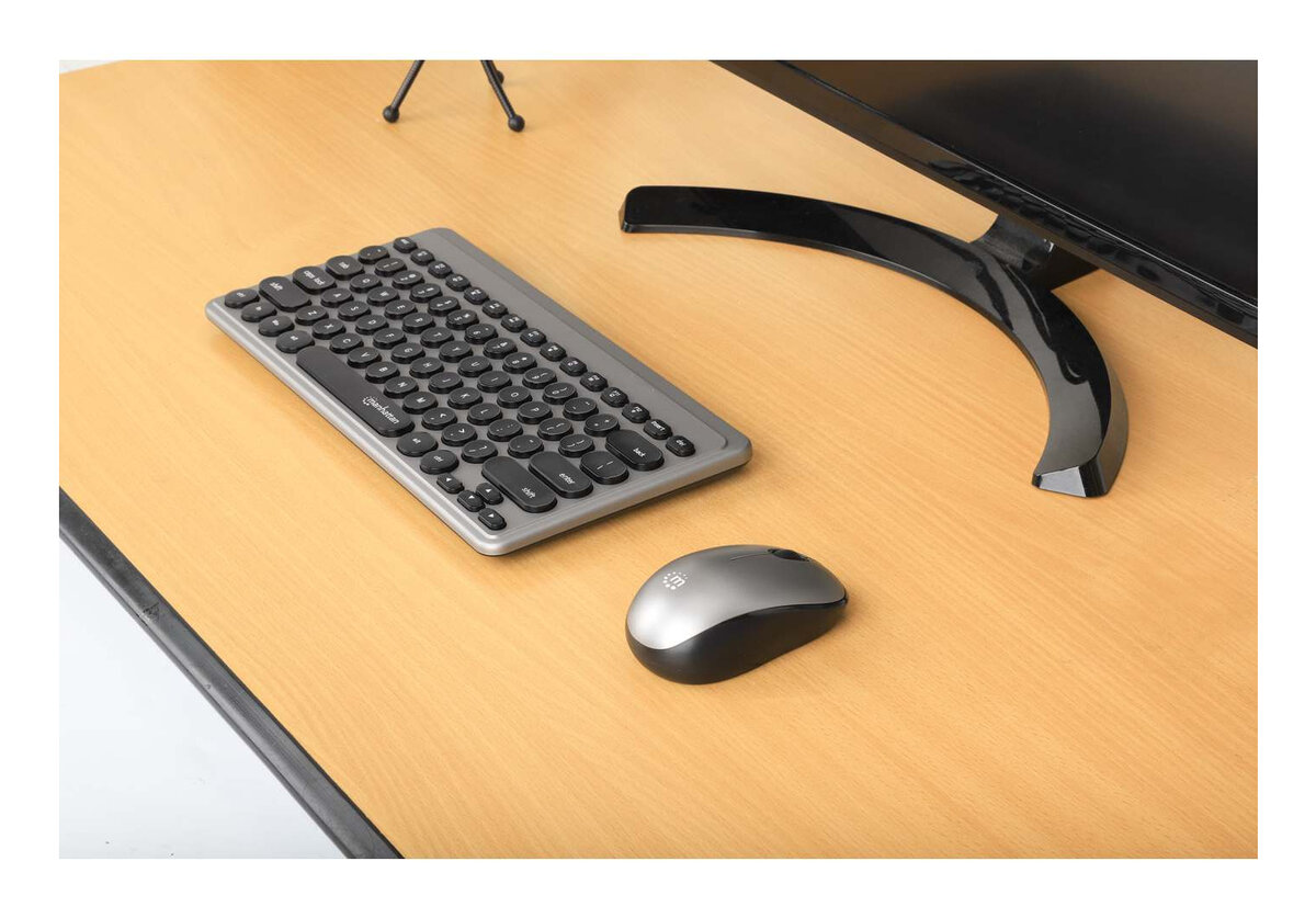 Kit Manhattan Teclado Y Mouse Óptico 1200Dpi 3 Botones Inalámbrico Rf Inglés Usb-A Gris 180795