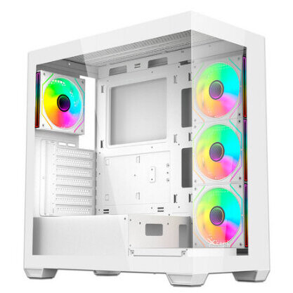 Gabinete Xzeal Yrden Xz-140 Midi-Tower Atx Panel Cristal 4X Ventiladores Instalados Blanco Xzcgb08W
