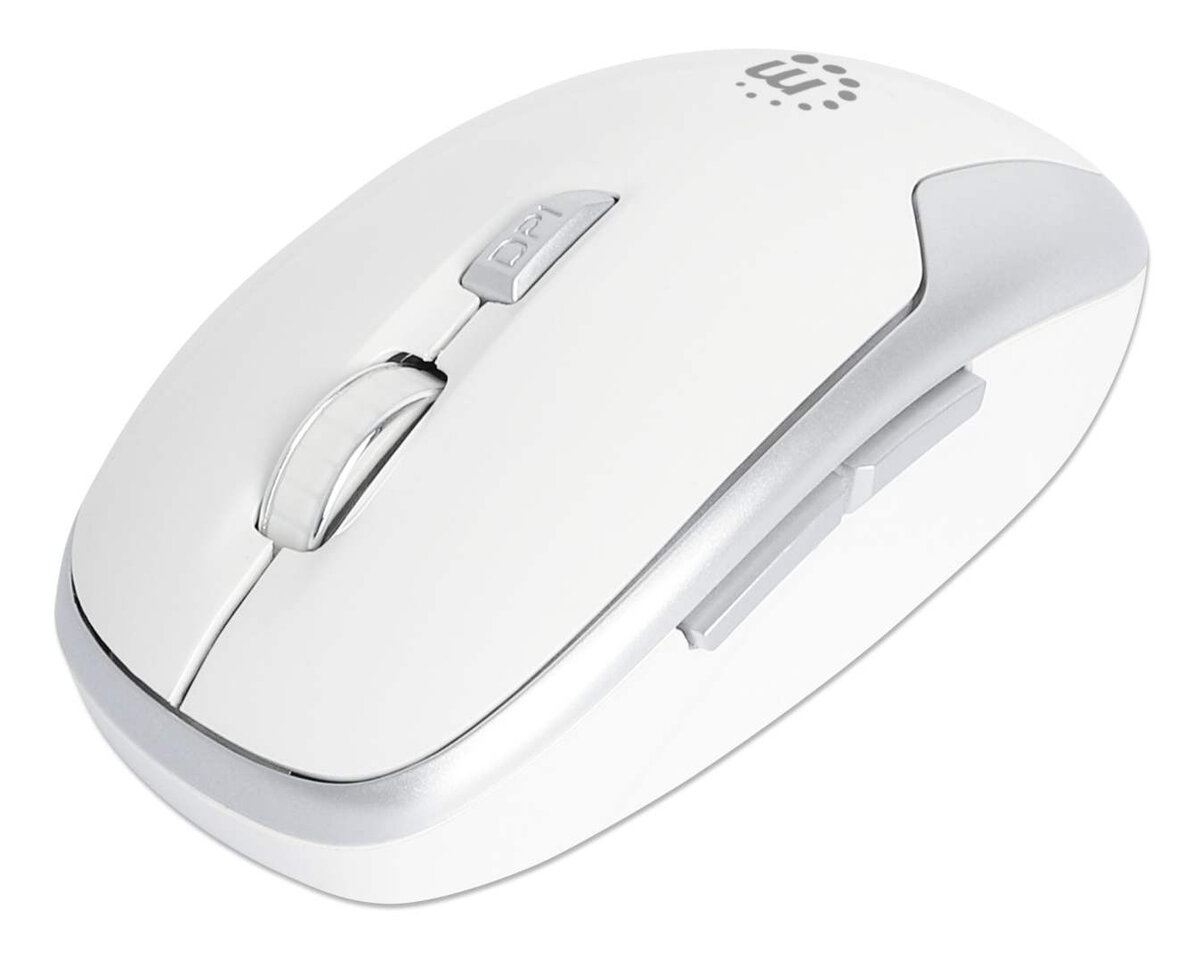Mouse Manhattan Óptico 1600Dpi 6 Botones Inalámbrico Usb-A Rf Blanco 190350