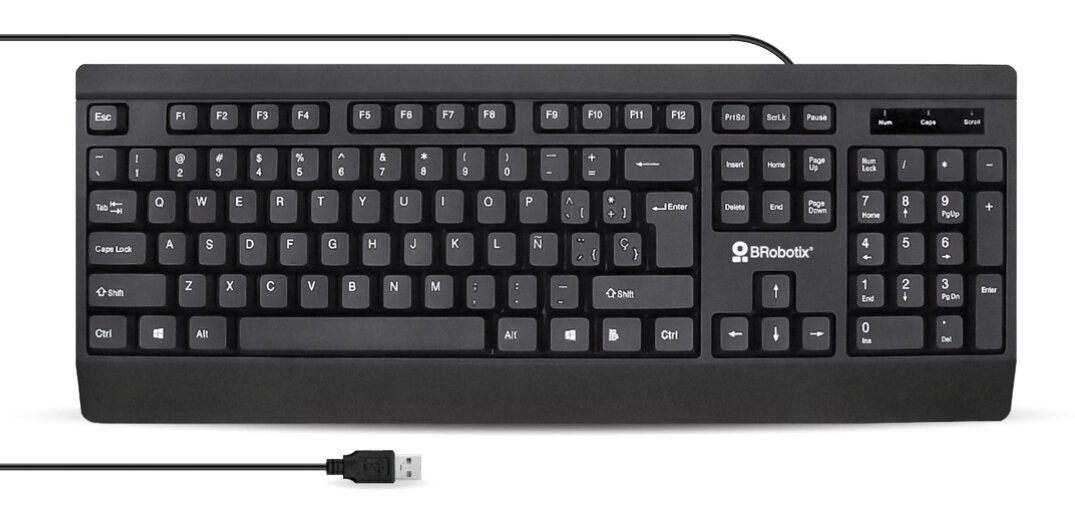 Teclado Brobotix Antiderrames Teclas Silenciosas Alámbrico Usb Color Negro 6007181