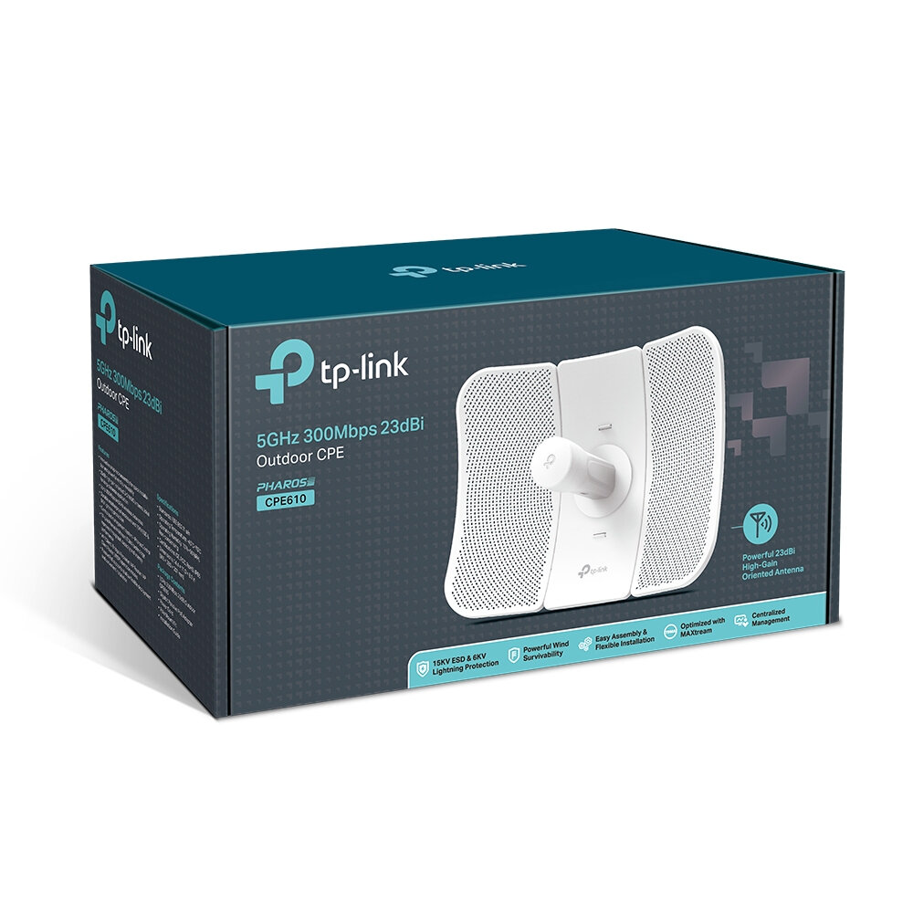 Antena Punto A Punto Tp-Link 5Ghz Poe Wisp 23Dbi 20Km Cpe610 OPEN BOX A