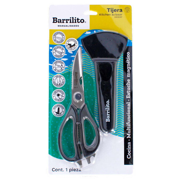 Tijera Barrilito Cocina-Multifuncional 8" C/Estuche Magnetico OPEN BOX A
