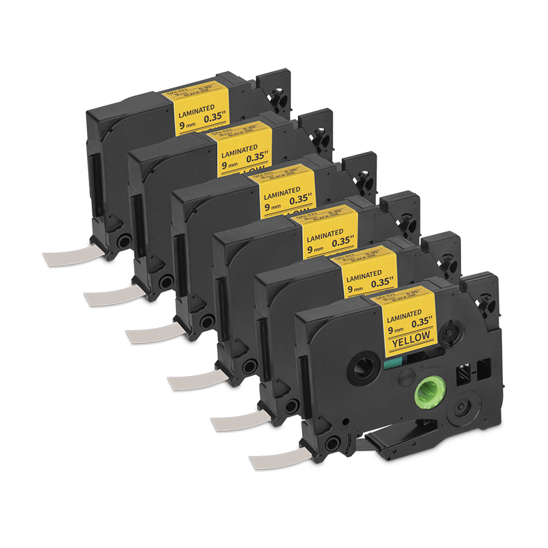 Cinta De Etiquetas Laminadas Qian Amarillo 6 Piezas Negro Qze-621