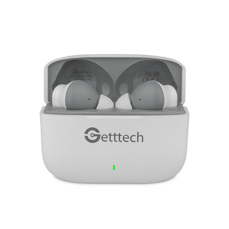 Audífonos Tws Earbud Getttech Bluetooth Gris Con Blanco Gue-T8Pbl-Wg