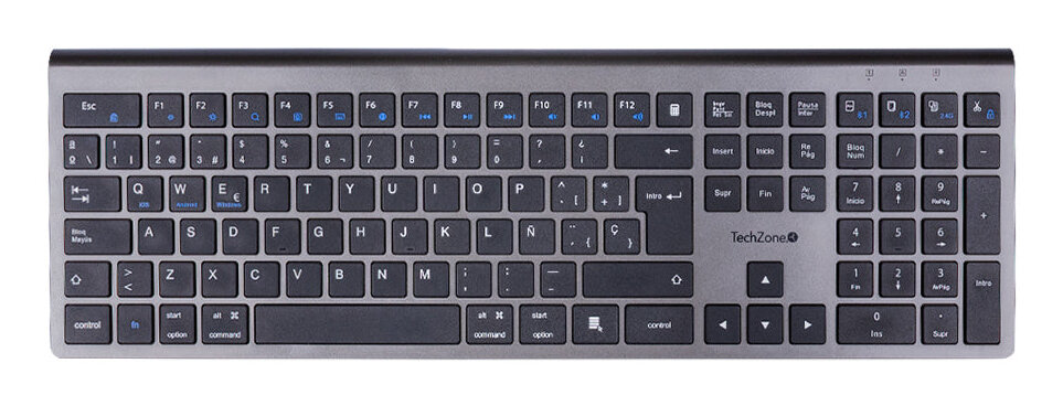 Teclado Inalámbrico Techzone Hefestos Bluetooth Recargable Usb-C Tzactcb01