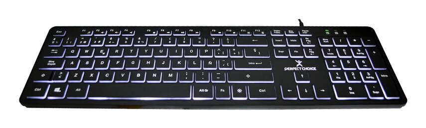 Teclado Perfect Choice Alámbrico Retroiluminado Español Negro Pc-201304