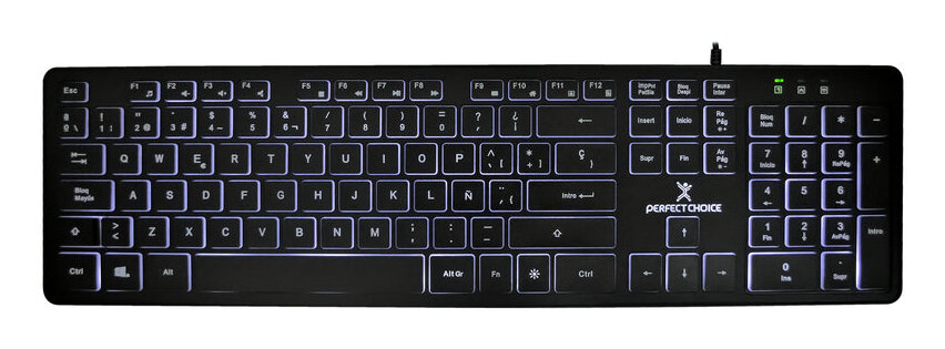 Teclado Perfect Choice Alámbrico Retroiluminado Español Negro Pc-201304
