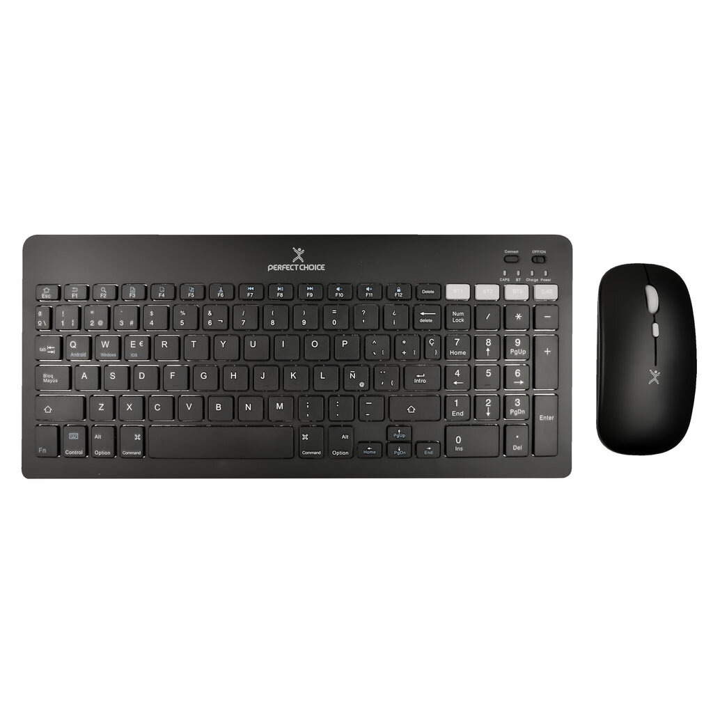 Kit Teclado Y Mouse Perfect Choice Inalámbrico Bluetooth Español Negro Pc-201373