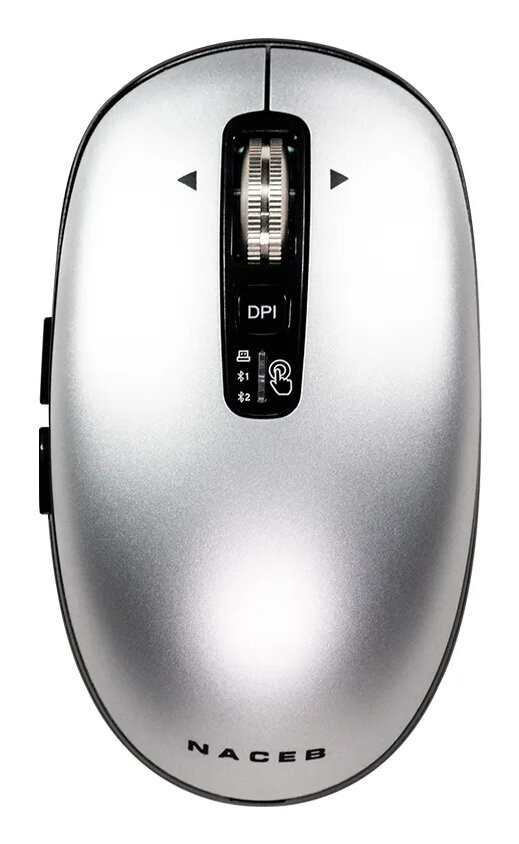 Mouse Inalámbrico Naceb Technology Óptico Ls1 6 Botones 3200Dpi Bluetooth Gris Na-0131G