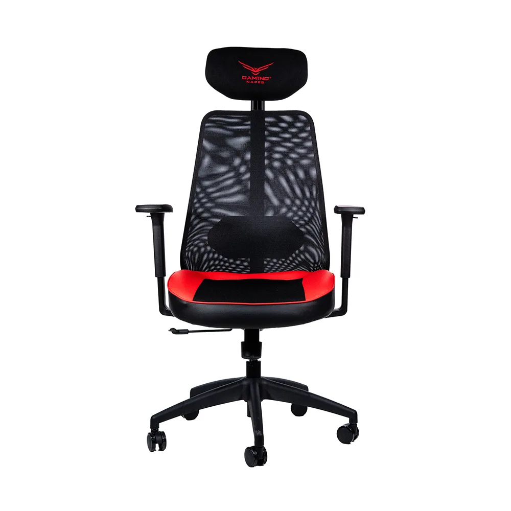 Silla Naceb Gamer X-One De Malla 140Kg Negro Negro/Rojo Na-09S4R