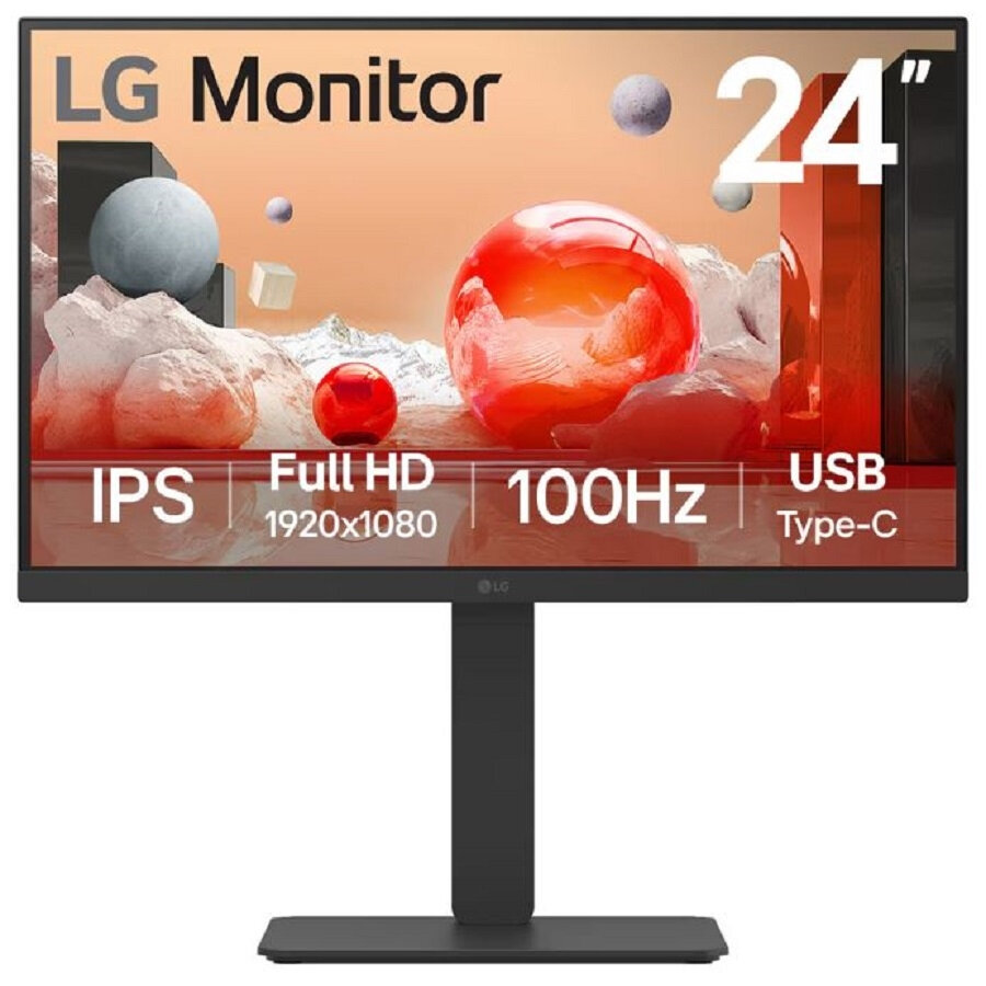 Monitor Lg Full Hd 24" Fhd 100Hz 5Ms Usb-C Rj-45 Hdmi Dp Negro 24Ba750-B.Awm