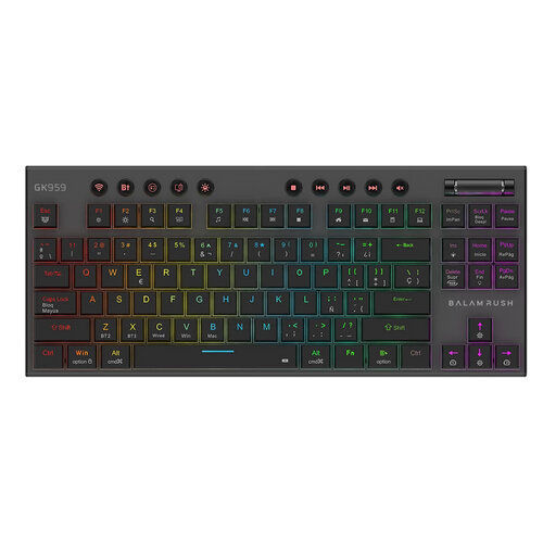 Teclado Gamer Mecánico Balam Rush Dominate Expert Gk959 Switch Brown Bluetooth Rf Español Br-940405