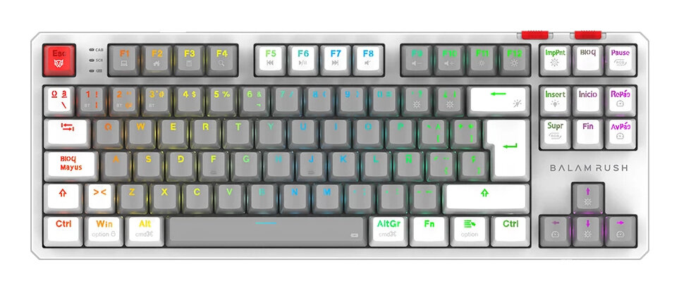 Teclado Gamer Mecánico Balam Rush Level Pro Gk990 Rgb Outemu Red Bluetooth Rf Tkl Español Br-940689