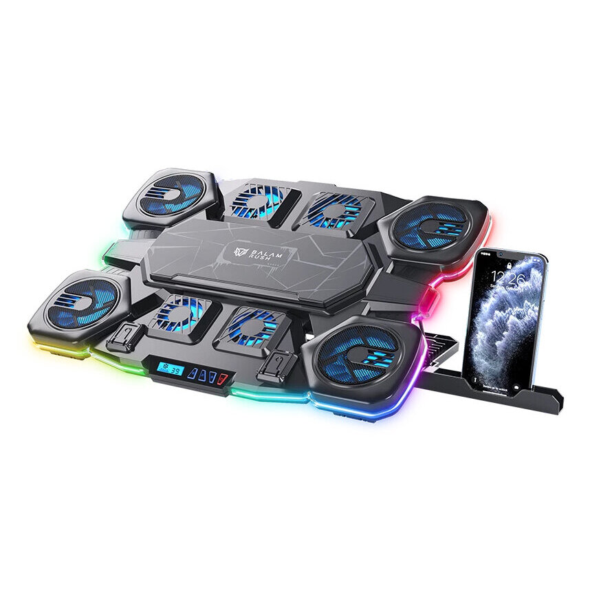 Base Enfriadora Balam Rush Eolox Frost Pro Ef760 Para Laptop 17" 9 Ventiladores Negro Br-941112