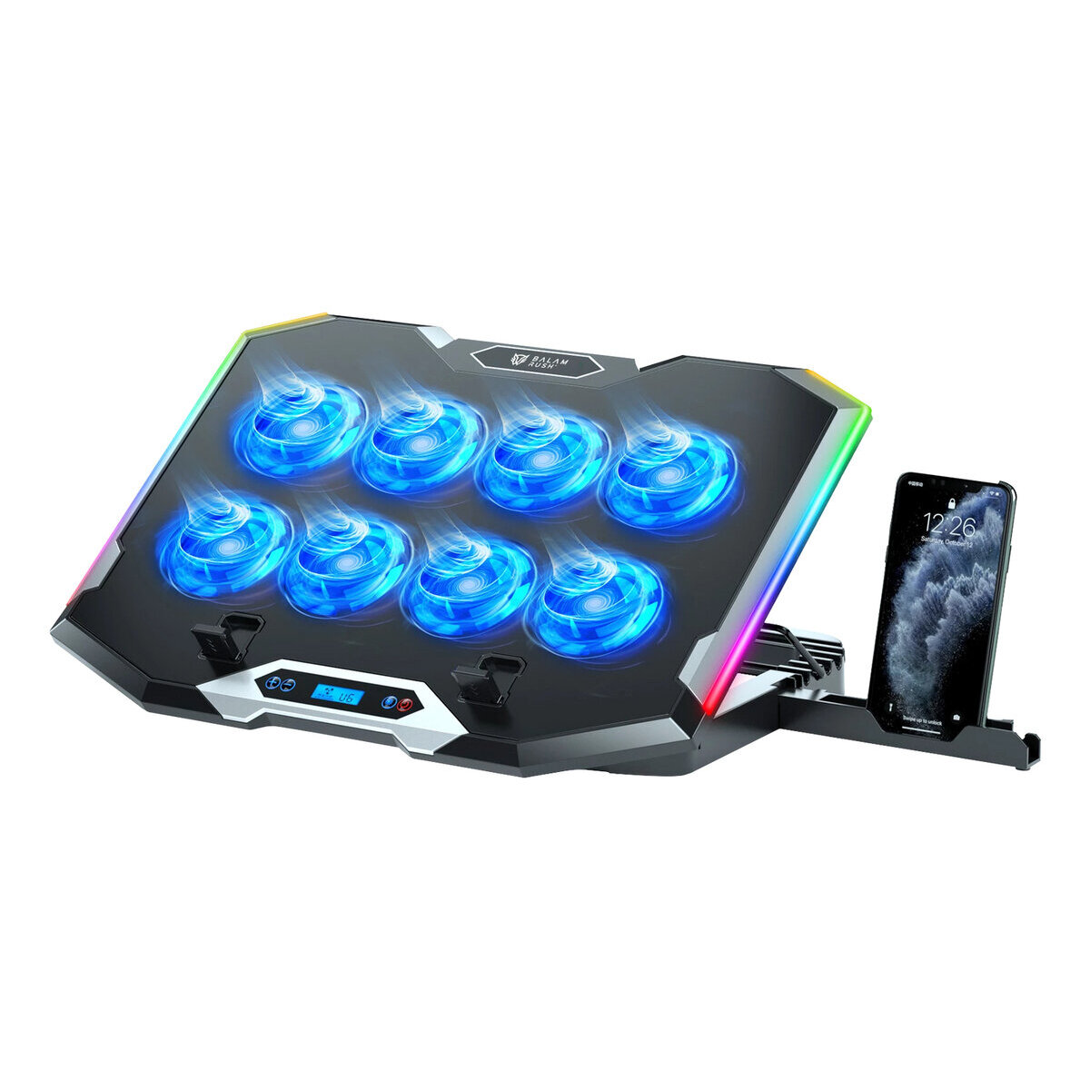 Base Enfriadora Balam Rush Eolox Frost Pro Ef760 Para Laptop 17" 8 Ventiladores Negro Br-941129