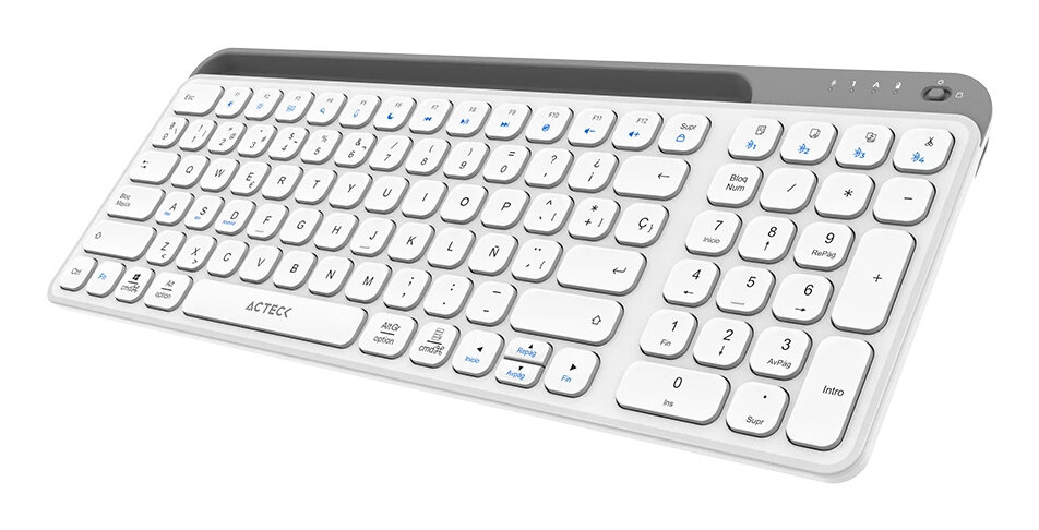 Teclado Acteck Inspire Trek Ti747 98% Inalámbrico Bluetooth Usb-A Español Blanco Ac-940115
