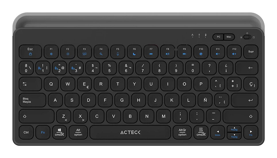 Teclado Inalámbrico Acteck Inspire Trek Ti737 Multidispositivos Bluetooth Español Negro Ac-940122