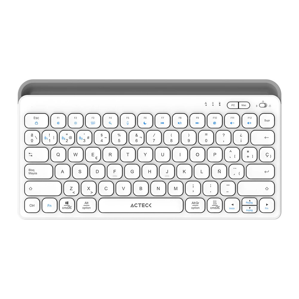 Teclado Inalámbrico Acteck Inspire Trek Ti737 Multidispositivos Bluetooth Español Blanco Ac-940139