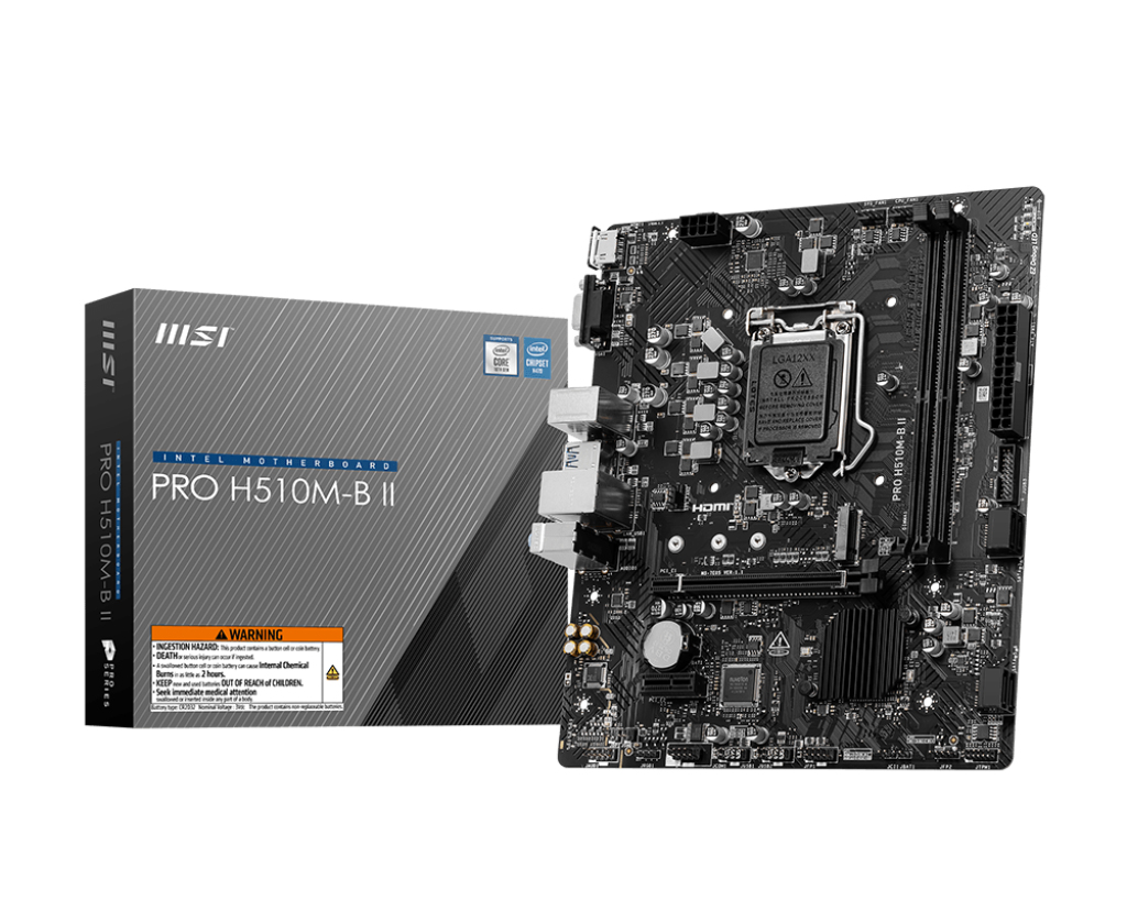 Tarjeta Madre Msi Pro H510M-B Ii Intel H740 Lga 1200 Ddr4 Usb Hdmi Vga Micro Atx