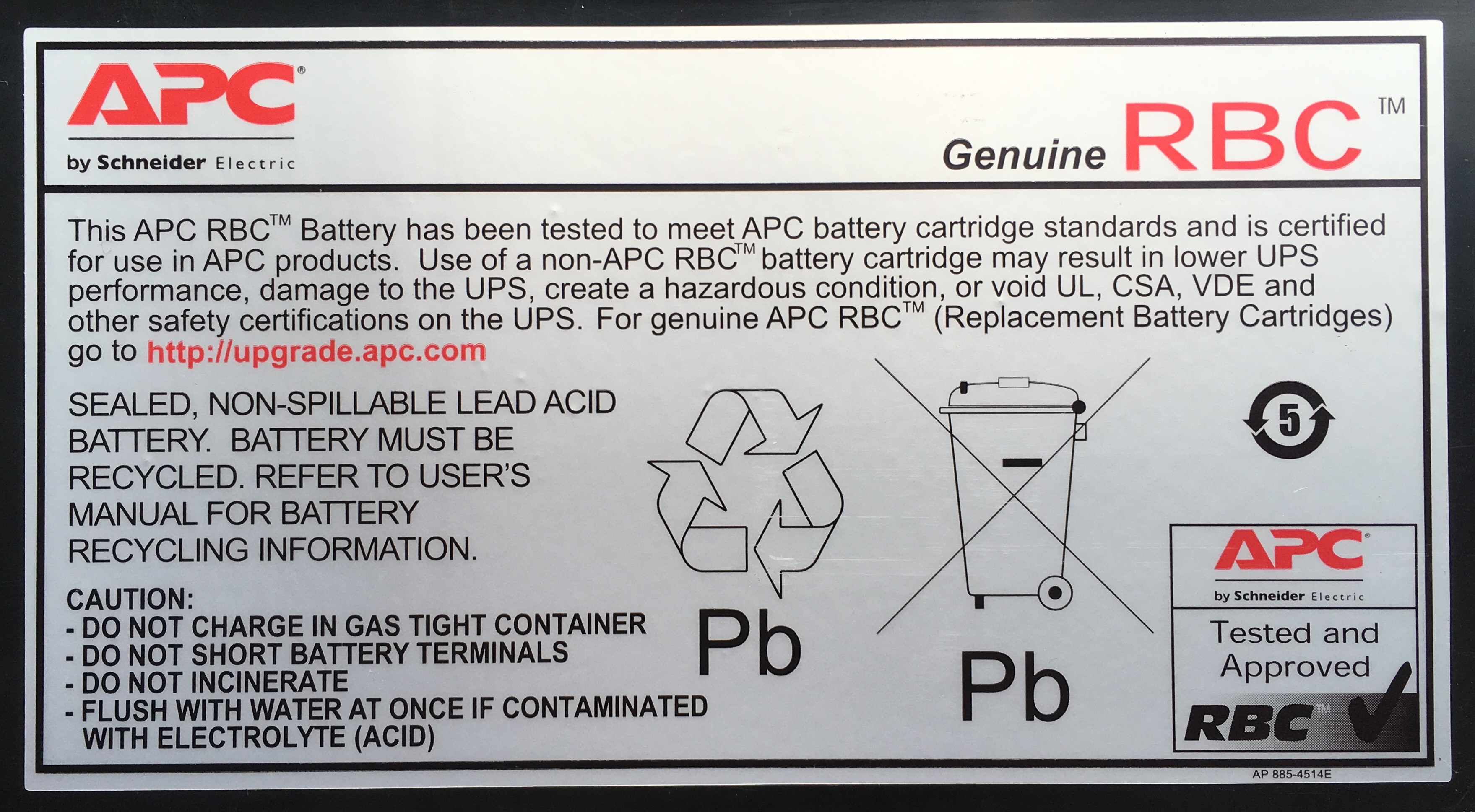 Batería De Reemplaza Apc Para Sistema Ups Sealed Lead Acid Cartucho #2 Rbc2
