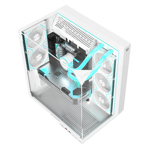 Gabinete Gamer Balam Rush Tank Majestic 7600 Media Torre Atx M-Atx Itx Blanco Br-941501