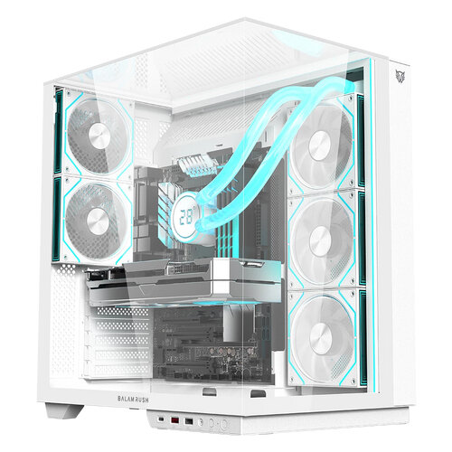 Gabinete Gamer Balam Rush Tank Majestic 7600 Media Torre Atx M-Atx Itx Blanco Br-941501