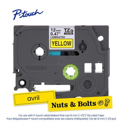 Cinta Brother Negro Sobre Amarillo 12Mm X 8M Laminada Tze631G