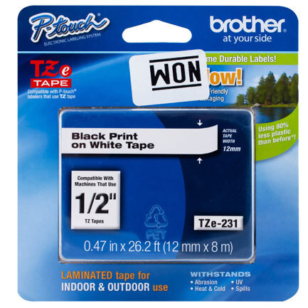 Cinta Brother Tzes231G Negro Sobre Blanco 8M Laminada Tzes231G
